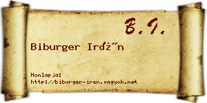Biburger Irén névjegykártya